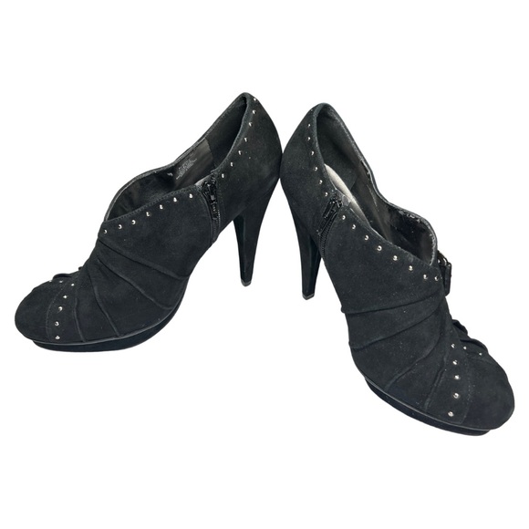 BCBGeneration black suede leather studded stiletto booties black party going out - Picture 6 of 13
